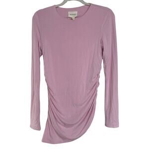 VEILED NY Asymmetric Ruched Jersey Top Petal Pink Long Sleeve S NWT